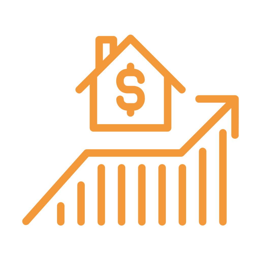 Icône de maison avec graphique pour la BEFA en neuf ou réhabilitation